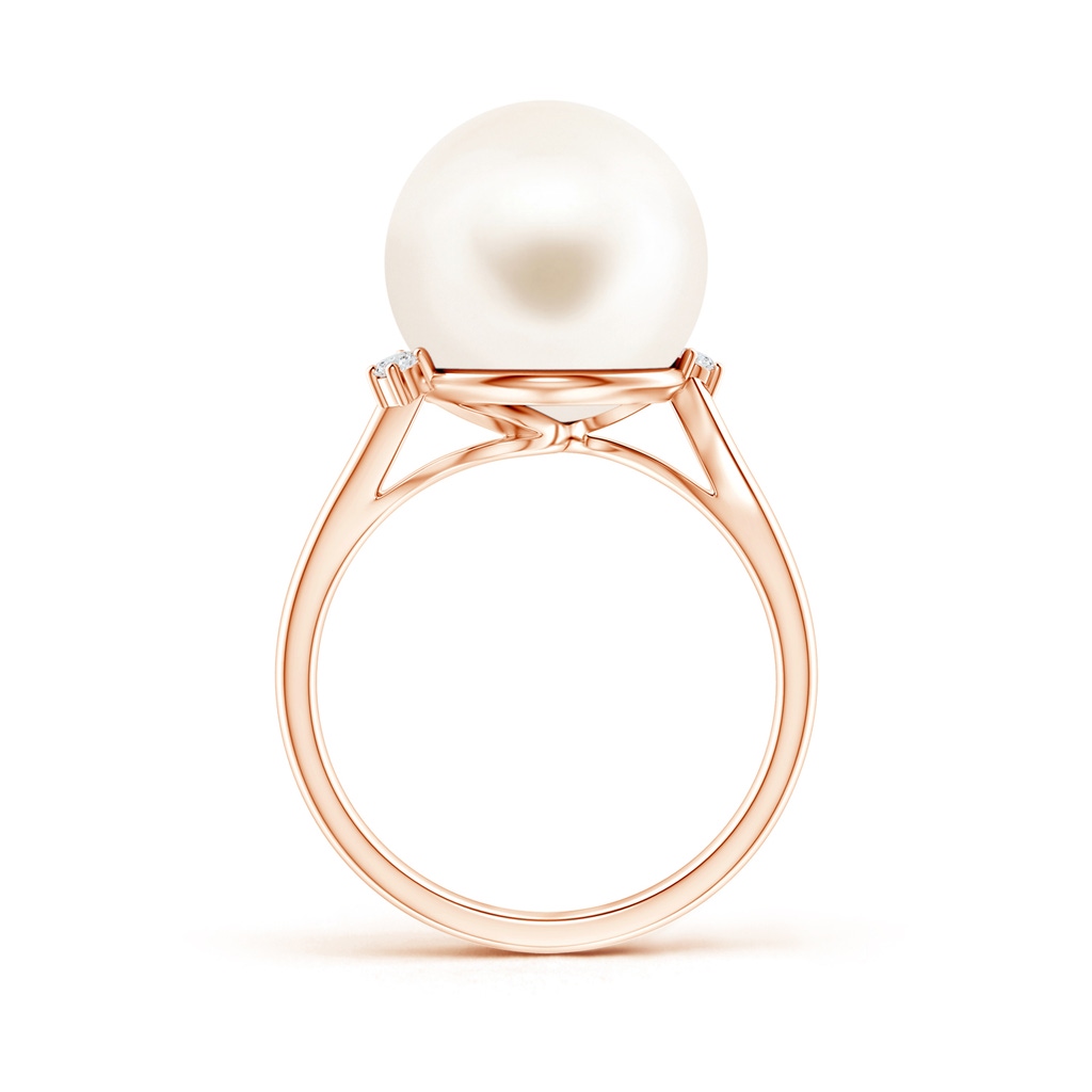 12mm AAA Freshwater Pearl and Diamond Bypass Ring in 9K Rose Gold Product Image