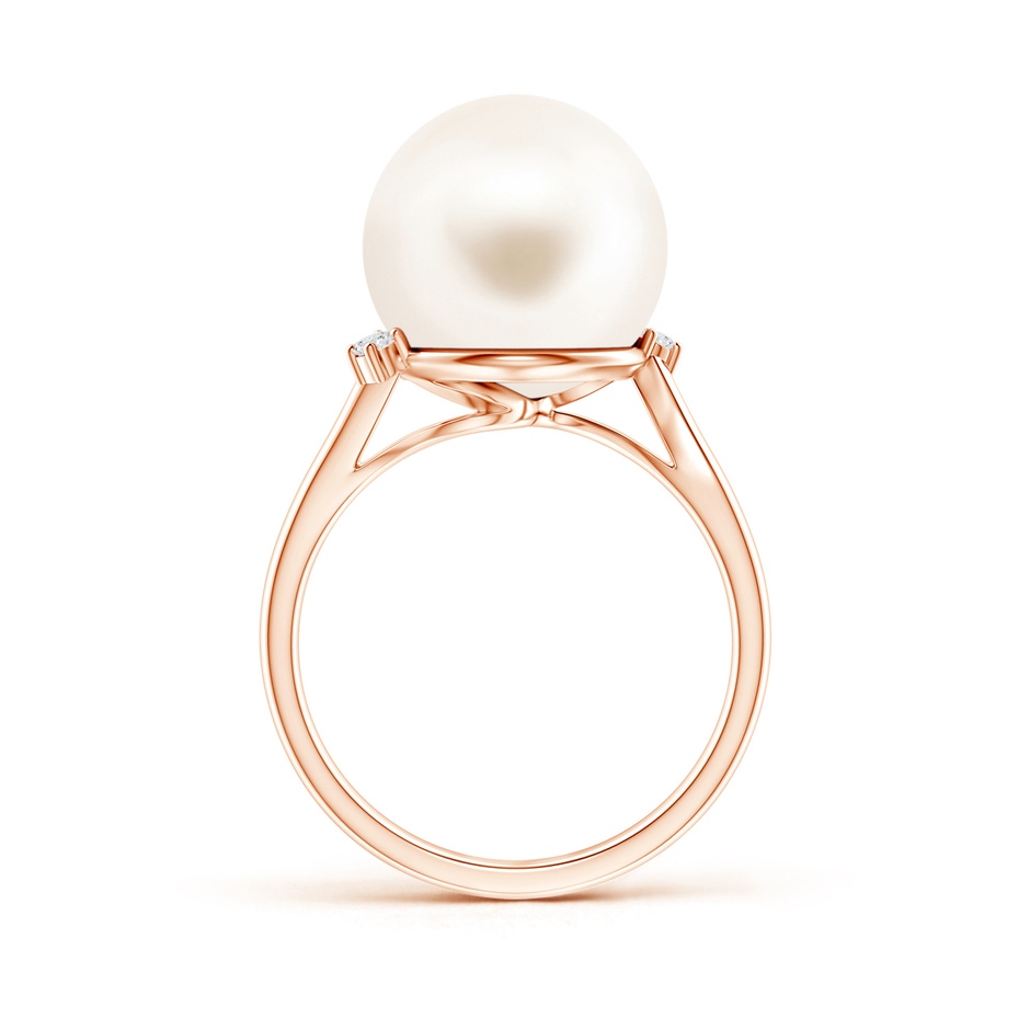 12mm AAA Freshwater Pearl and Diamond Bypass Ring in 9K Rose Gold product image