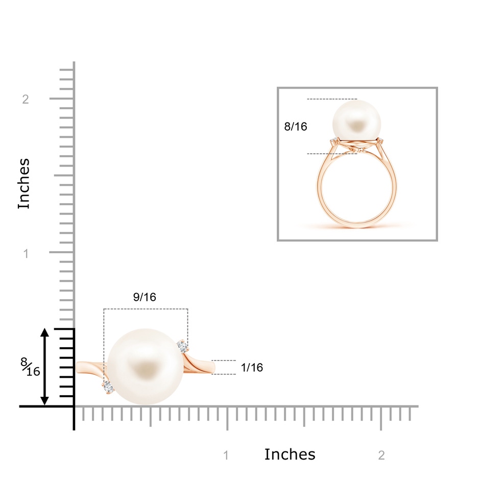 12mm AAA Freshwater Pearl and Diamond Bypass Ring in Rose Gold product image