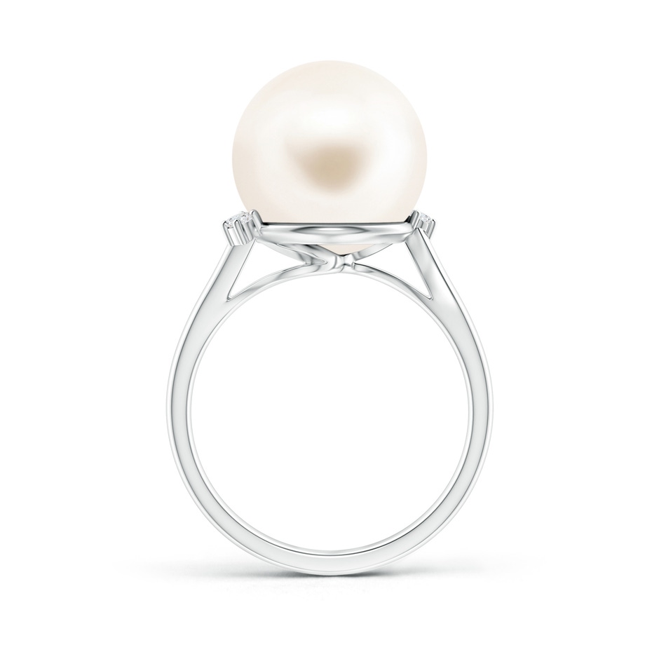 12mm AAA Freshwater Pearl and Diamond Bypass Ring in White Gold product image