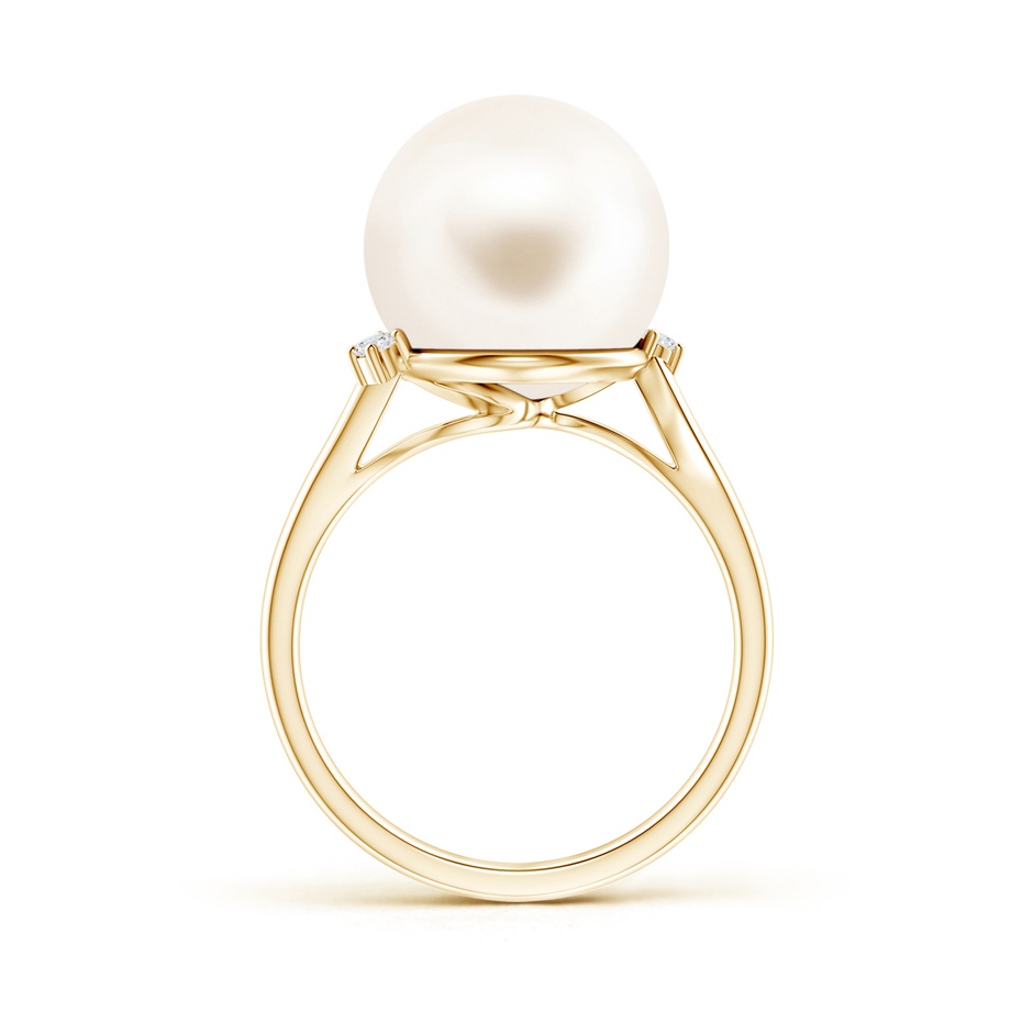 12mm AAA Freshwater Pearl and Diamond Bypass Ring in Yellow Gold product image