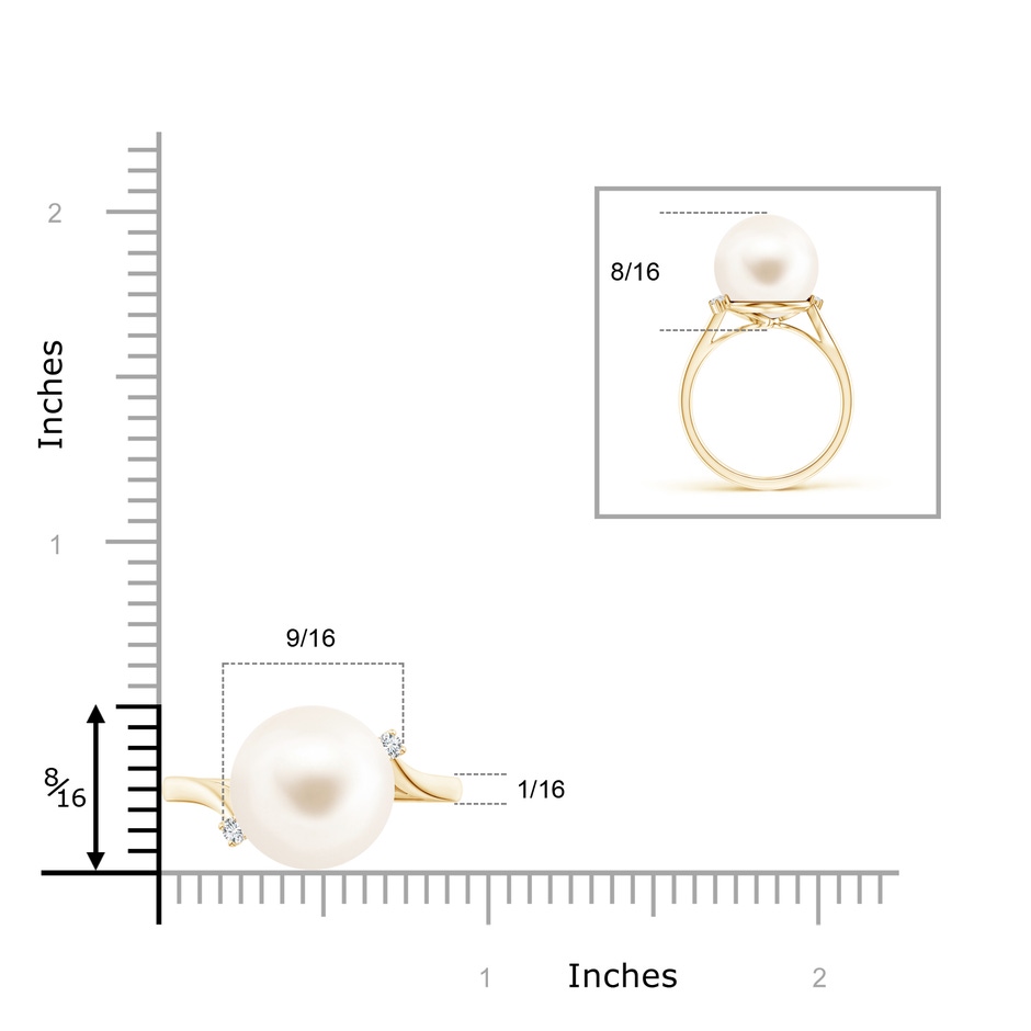 12mm AAA Freshwater Pearl and Diamond Bypass Ring in Yellow Gold product image