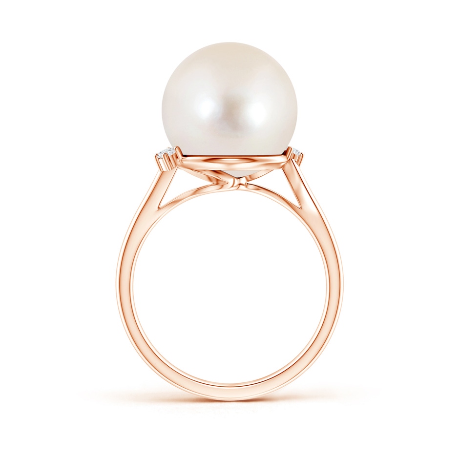 12mm AAAA Freshwater Pearl and Diamond Bypass Ring in Rose Gold product image