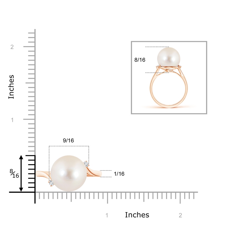 12mm AAAA Freshwater Pearl and Diamond Bypass Ring in Rose Gold product image