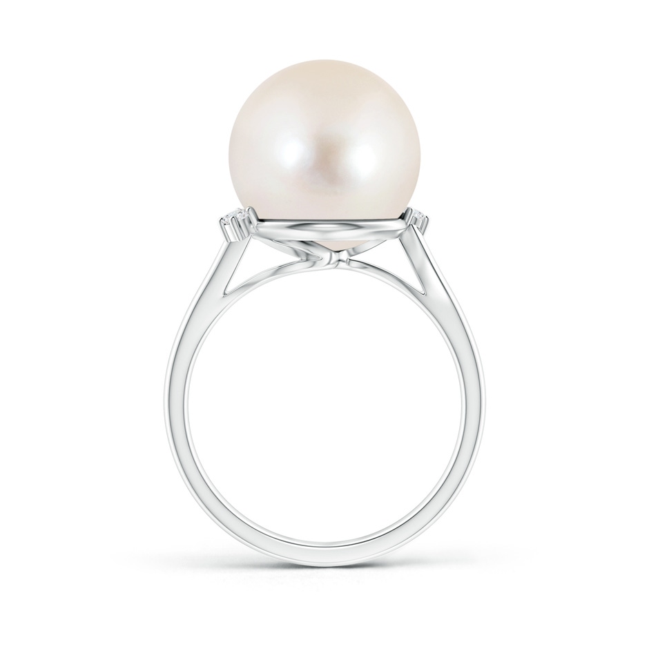12mm AAAA Freshwater Pearl and Diamond Bypass Ring in S999 Silver product image