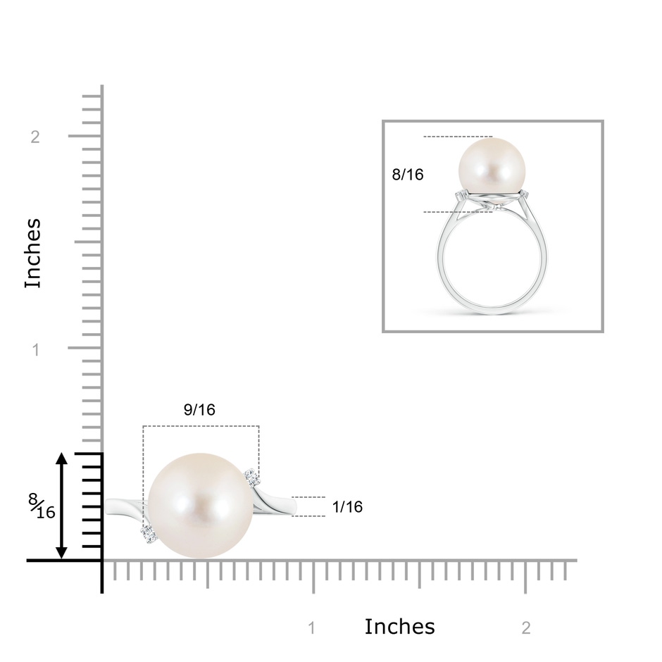 12mm AAAA Freshwater Pearl and Diamond Bypass Ring in S999 Silver product image