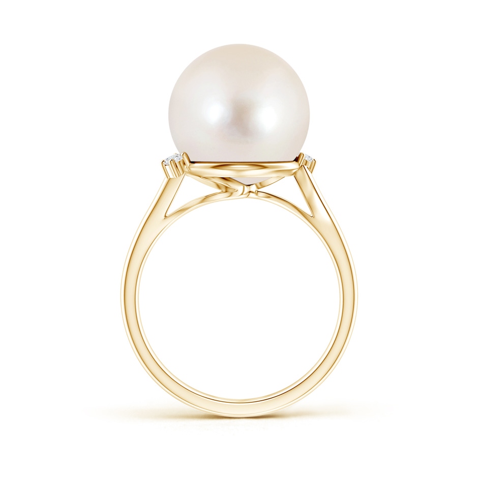 12mm AAAA Freshwater Pearl and Diamond Bypass Ring in Yellow Gold product image