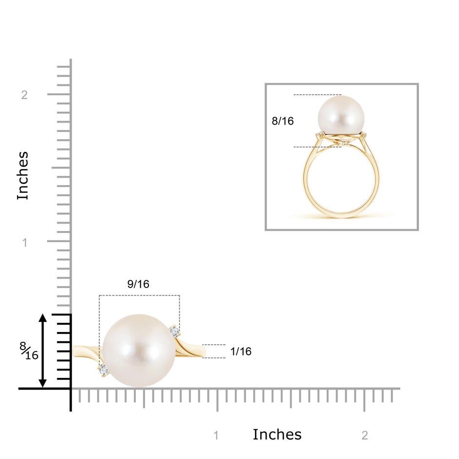 12mm AAAA Freshwater Pearl and Diamond Bypass Ring in Yellow Gold product image