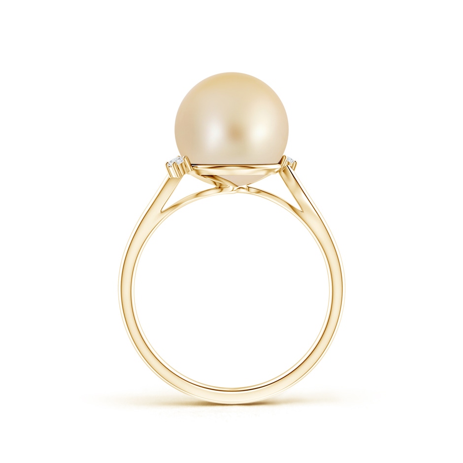 10mm AA Golden South Sea Pearl and Diamond Bypass Ring in Yellow Gold product image