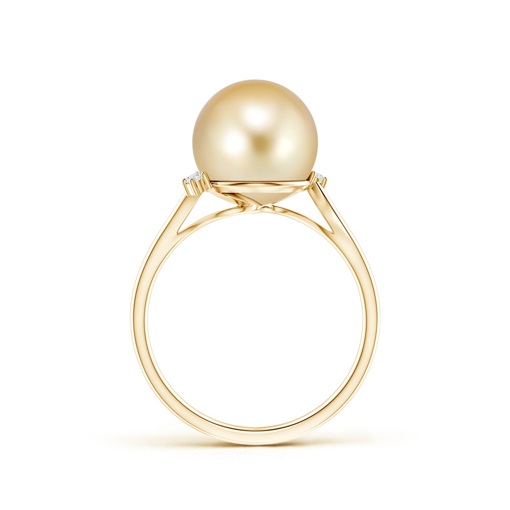 10mm AAAA Golden South Sea Pearl and Diamond Bypass Ring in Yellow Gold Product Image