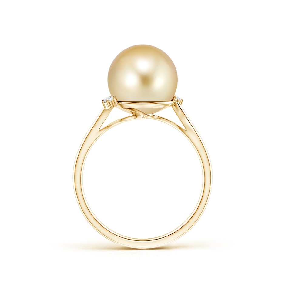 10mm AAAA Golden South Sea Pearl and Diamond Bypass Ring in Yellow Gold product image