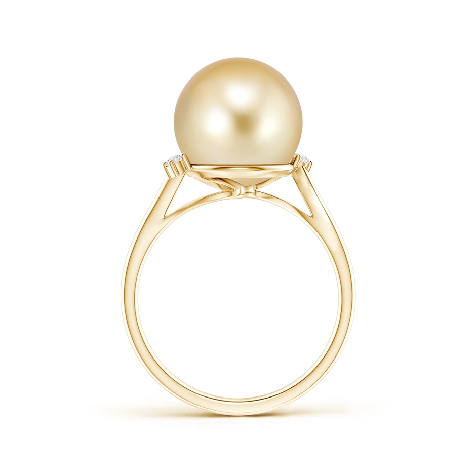 11mm AAAA Golden South Sea Pearl and Diamond Bypass Ring in Yellow Gold product image