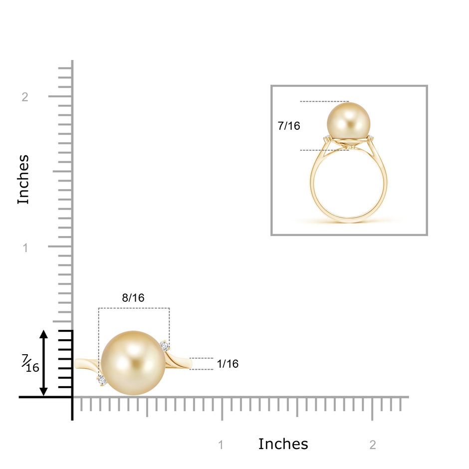 11mm AAAA Golden South Sea Pearl and Diamond Bypass Ring in Yellow Gold product image