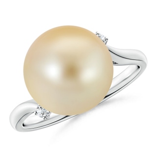 12mm AAA Golden South Sea Pearl and Diamond Bypass Ring in White Gold