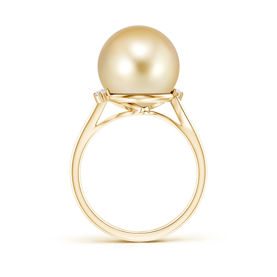 12mm AAAA Golden South Sea Pearl and Diamond Bypass Ring in Yellow Gold product image