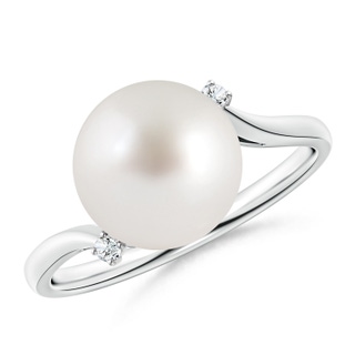 10mm AAA South Sea Pearl and Diamond Bypass Ring in White Gold