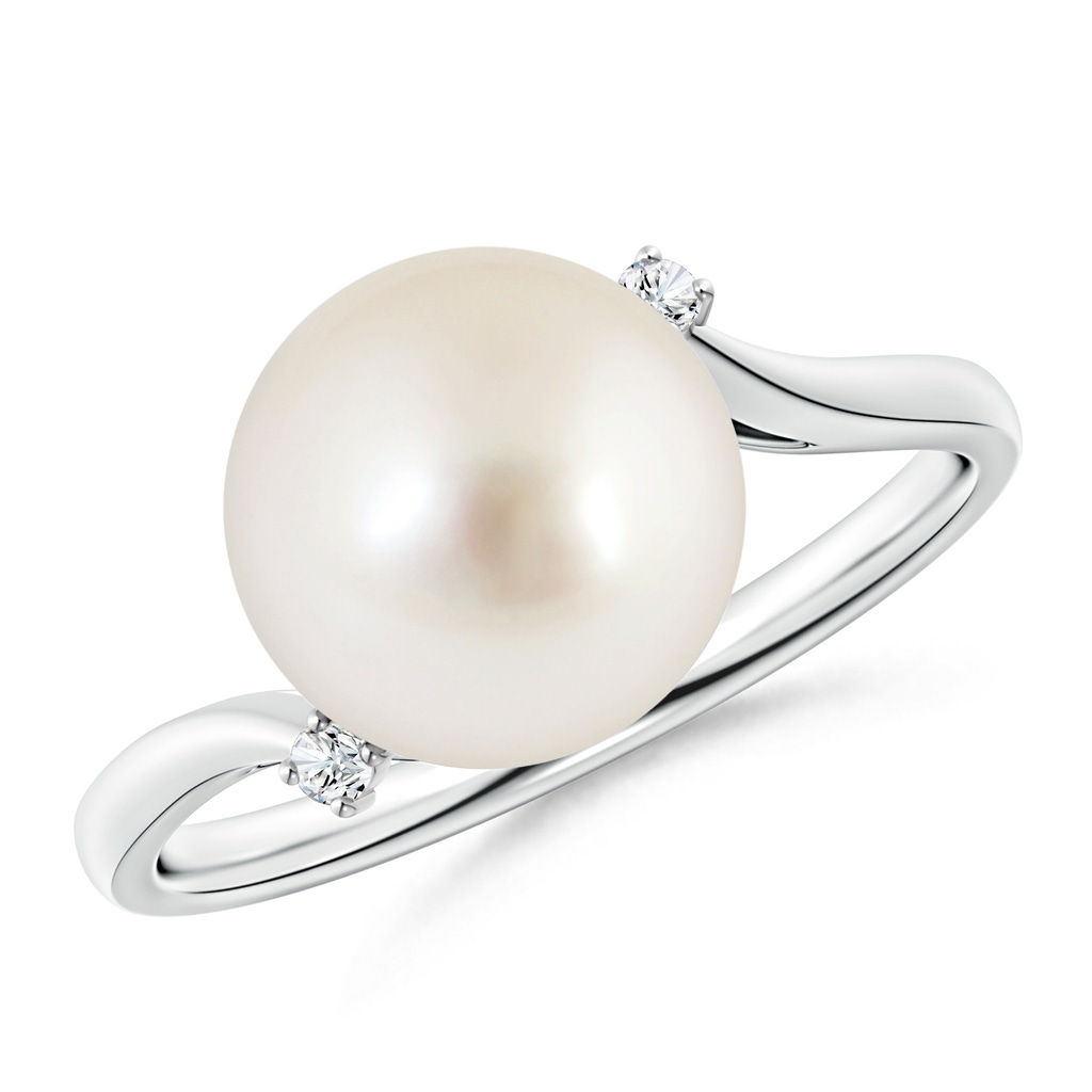 10mm AAAA South Sea Pearl and Diamond Bypass Ring in White Gold
