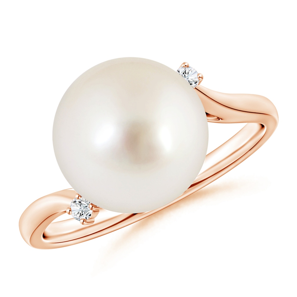 11mm AAAA South Sea Pearl and Diamond Bypass Ring in Rose Gold