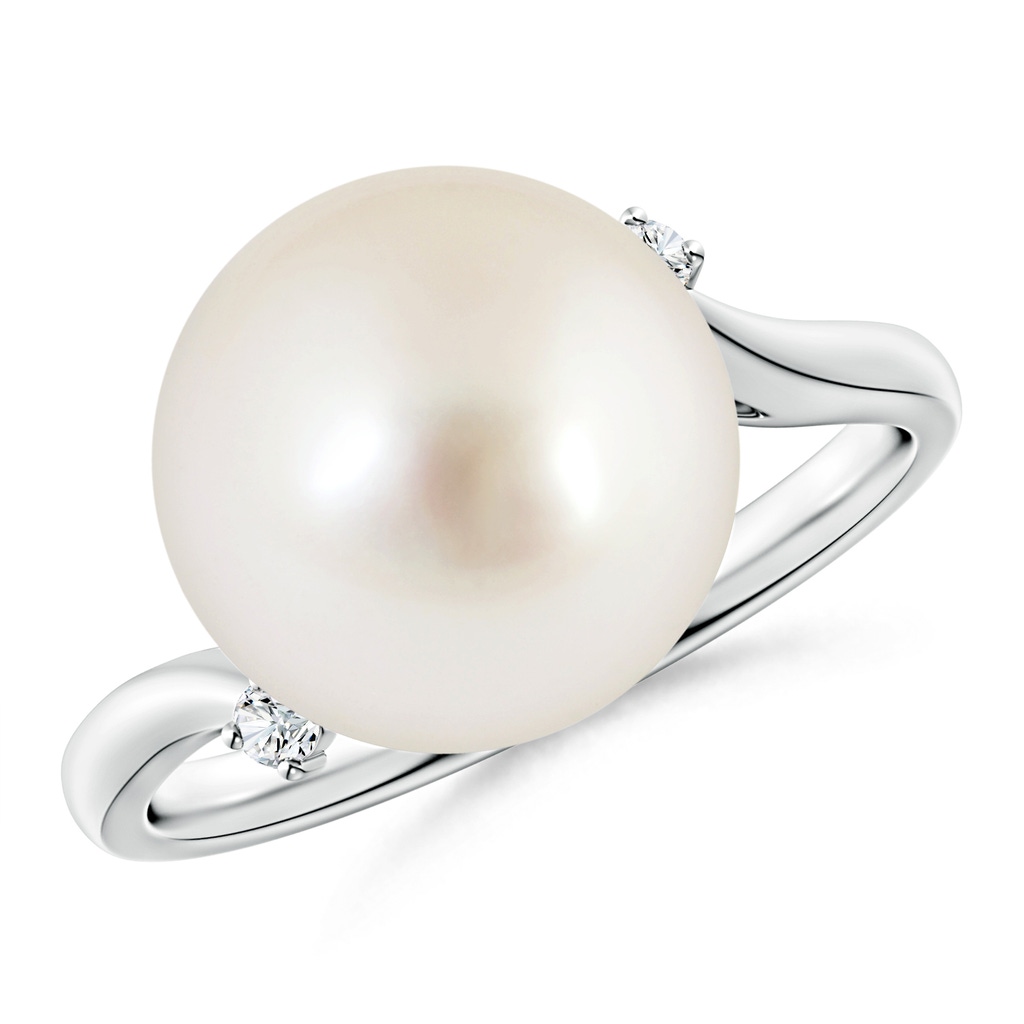 12mm AAAA South Sea Pearl and Diamond Bypass Ring in 9K White Gold