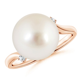 12mm AAAA South Sea Pearl and Diamond Bypass Ring in Rose Gold