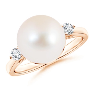 10mm AAA Classic Freshwater Pearl Ring with Diamonds in 9K Rose Gold