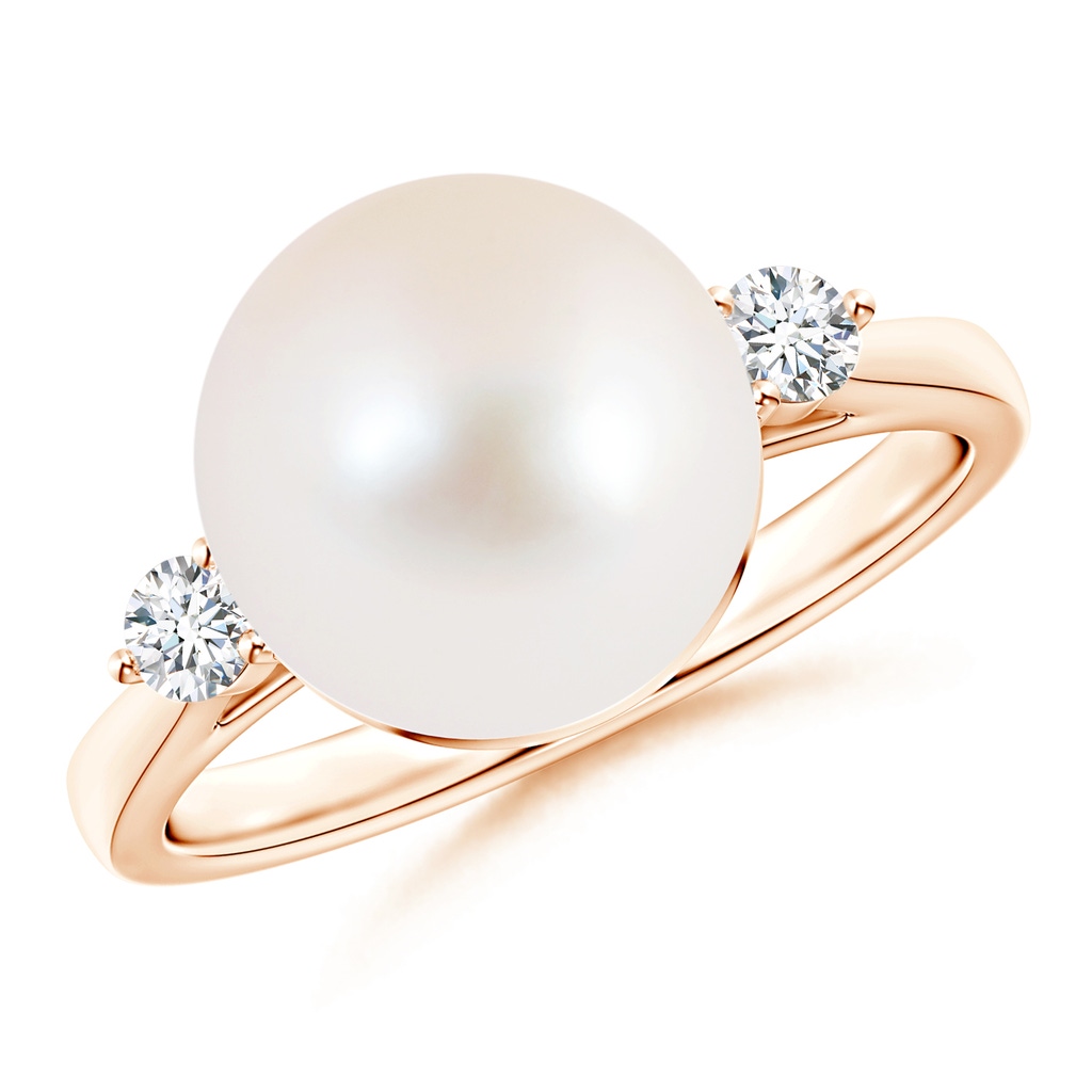 10mm AAA Classic Freshwater Pearl Ring with Diamonds in Rose Gold