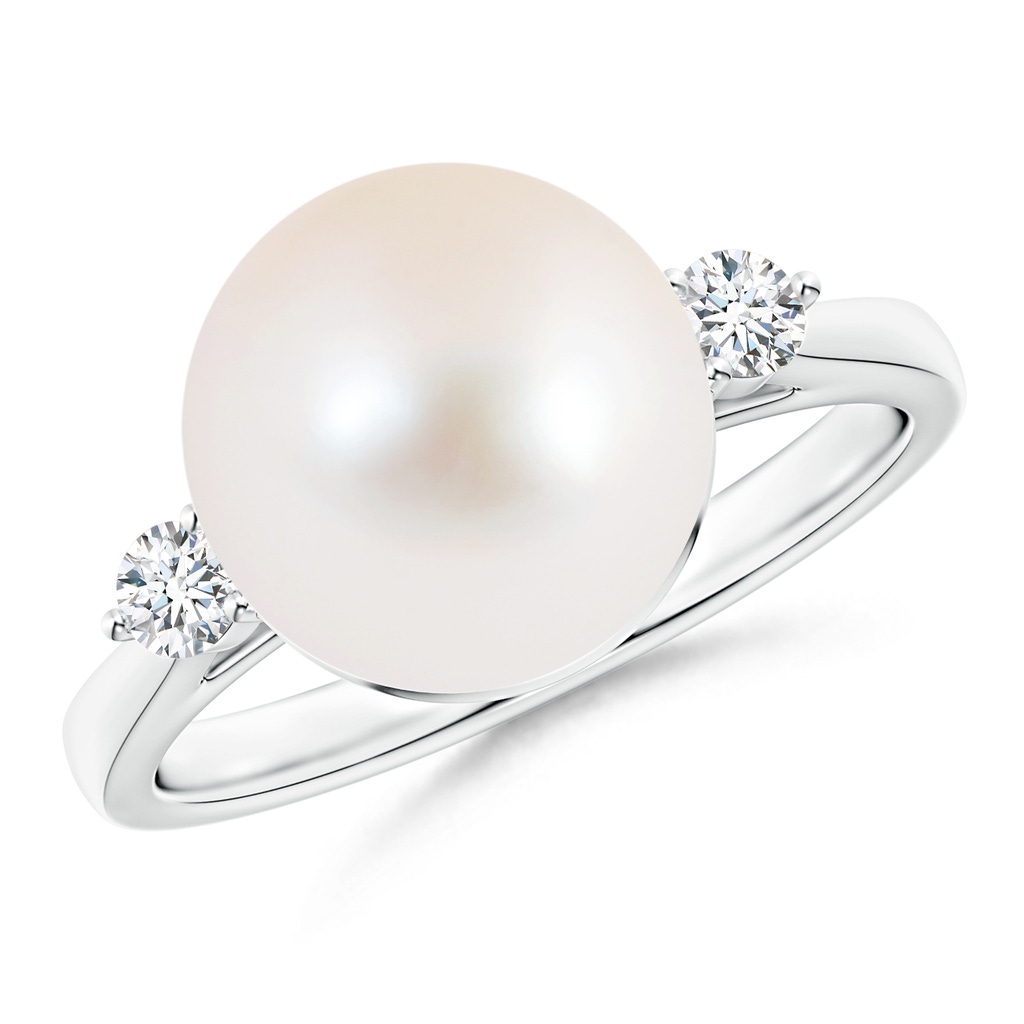 10mm AAA Classic Freshwater Pearl Ring with Diamonds in S999 Silver