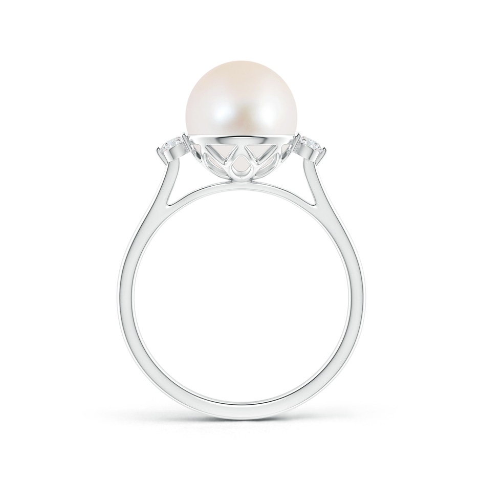 9mm AAA Classic Freshwater Pearl Ring with Diamonds in White Gold product image