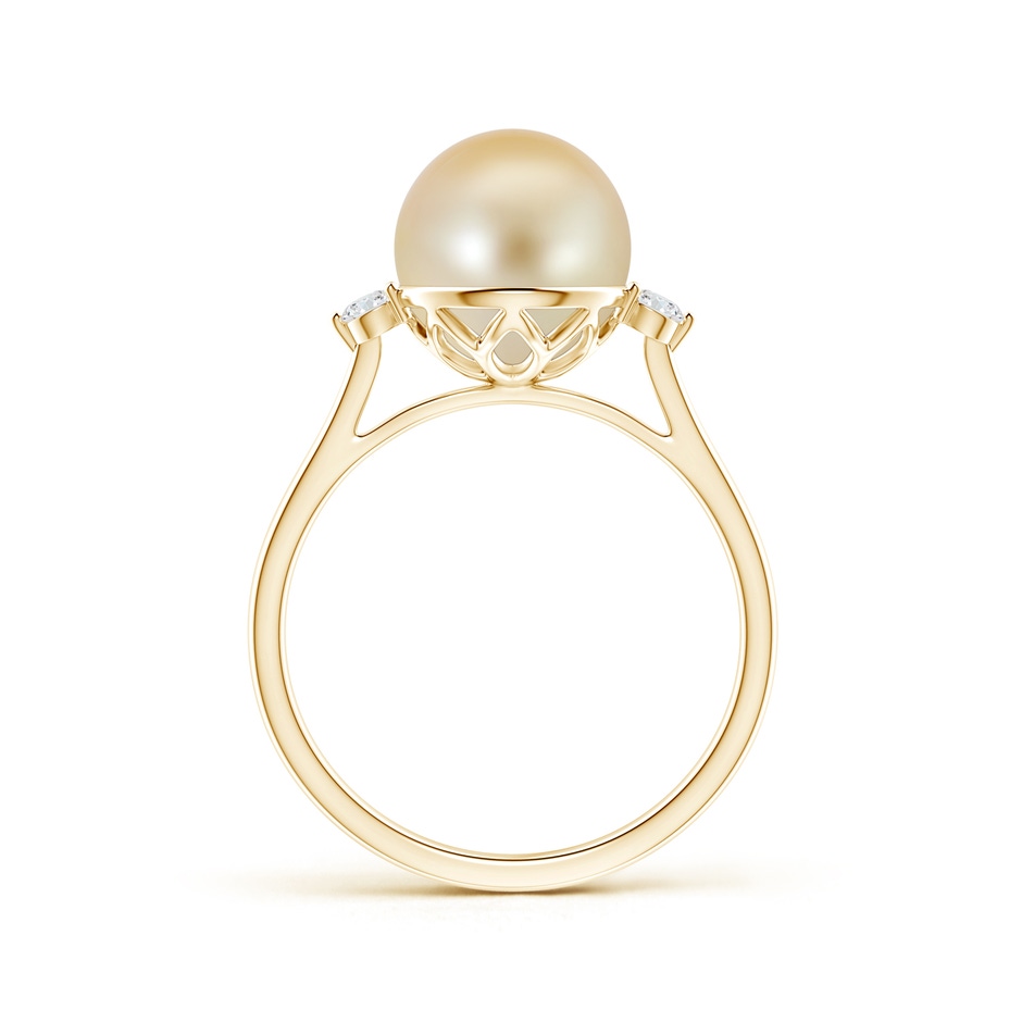 9mm AAA Classic Golden South Sea Cultured Pearl Ring with Diamonds in Yellow Gold product image