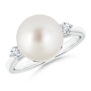 10mm AAA Classic South Sea Cultured Pearl Ring with Diamonds in White Gold