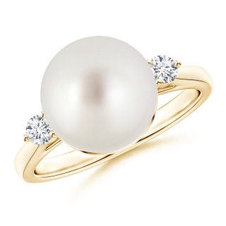 10mm AAA Classic South Sea Cultured Pearl Ring with Diamonds in Yellow Gold