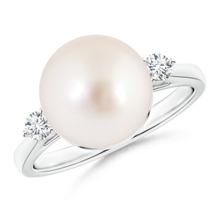 10mm AAAA Classic South Sea Cultured Pearl Ring with Diamonds in 9K White Gold