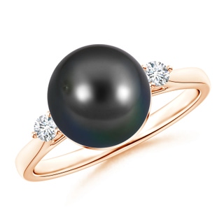 9mm AA Classic Tahitian Pearl Ring with Diamonds in Rose Gold
