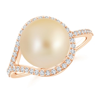 10mm AA Golden South Sea Cultured Pearl Ring with Diamond Loop in Rose Gold