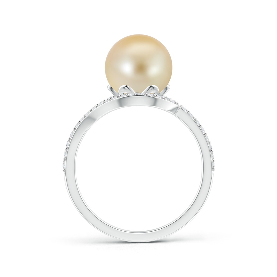 9mm AAA Golden South Sea Cultured Pearl Ring with Diamond Loop in White Gold Product Image