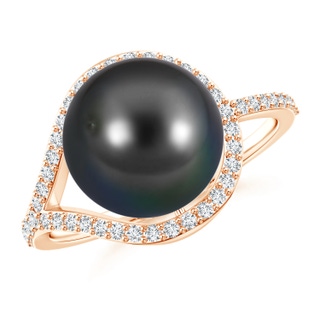 10mm AA Tahitian Pearl Ring with Diamond Loop in Rose Gold