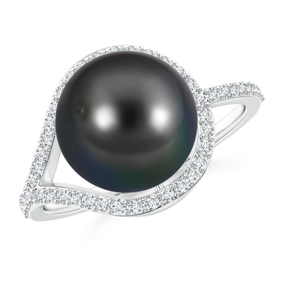10mm AA Tahitian Pearl Ring with Diamond Loop in White Gold 