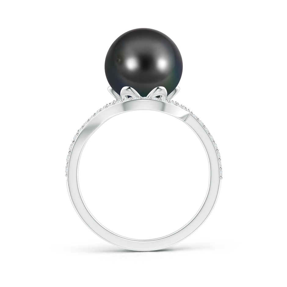 10mm AA Tahitian Pearl Ring with Diamond Loop in White Gold product image