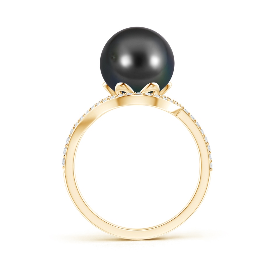 10mm AA Tahitian Pearl Ring with Diamond Loop in Yellow Gold product image