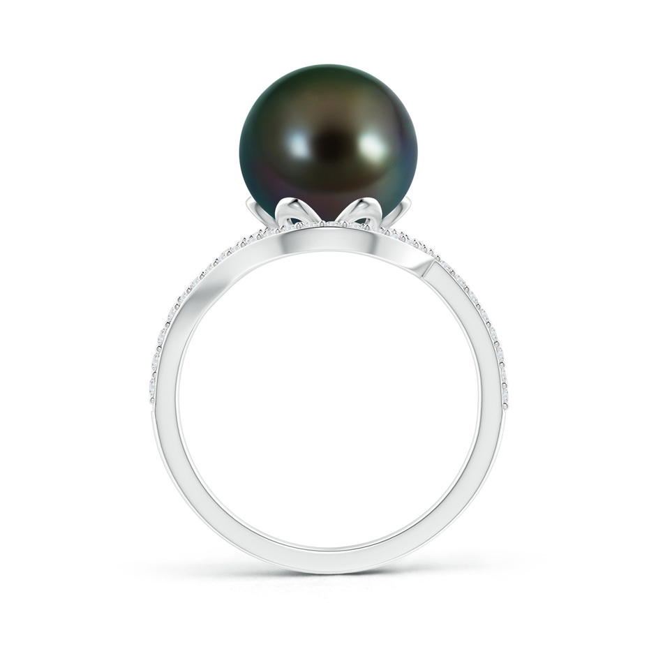 10mm AAAA Tahitian Pearl Ring with Diamond Loop in White Gold product image