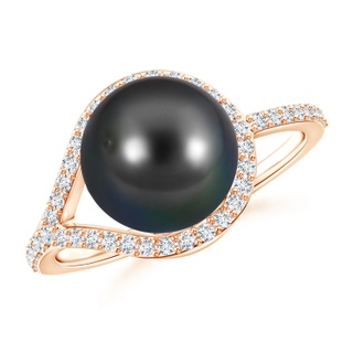 9mm AA Tahitian Pearl Ring with Diamond Loop in 9K Rose Gold
