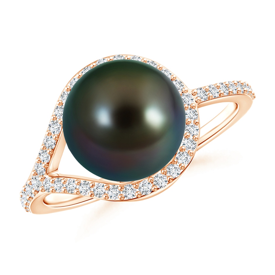 9mm AAAA Tahitian Pearl Ring with Diamond Loop in Rose Gold 
