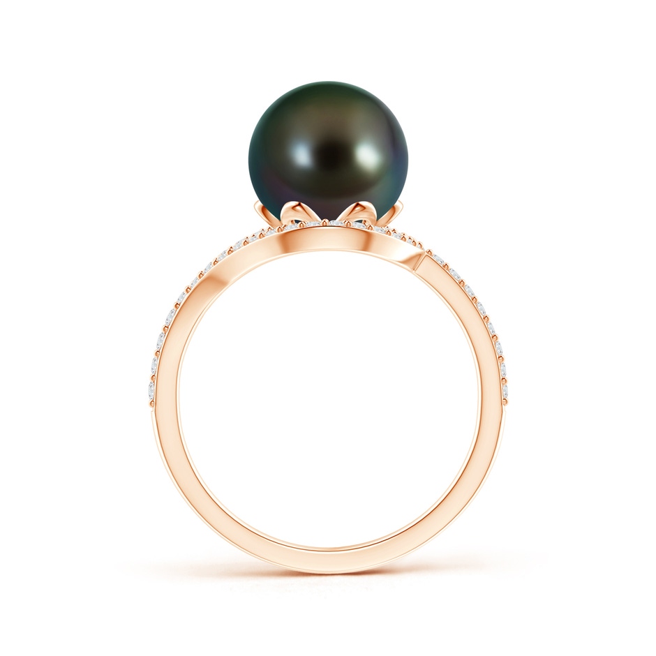 9mm AAAA Tahitian Pearl Ring with Diamond Loop in Rose Gold product image