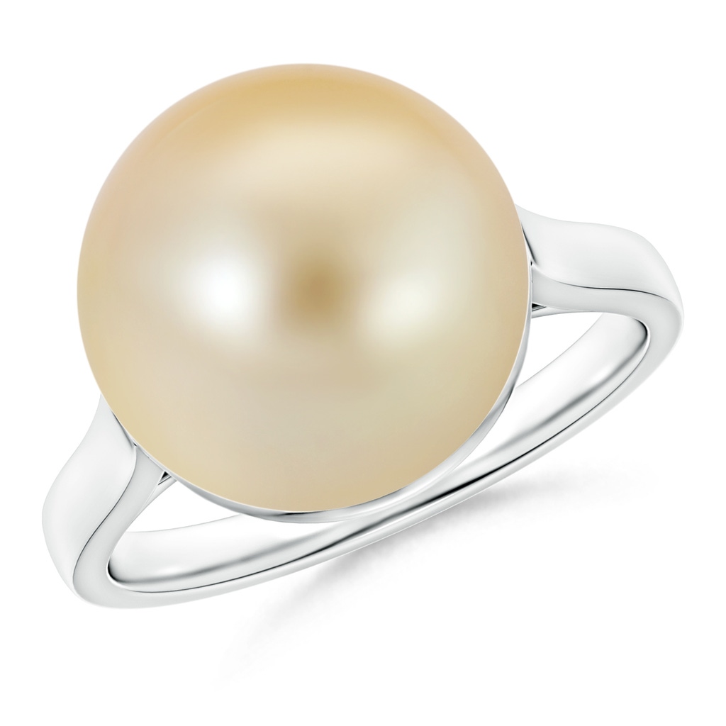 12mm AAA Classic Golden South Sea Pearl Ring in White Gold