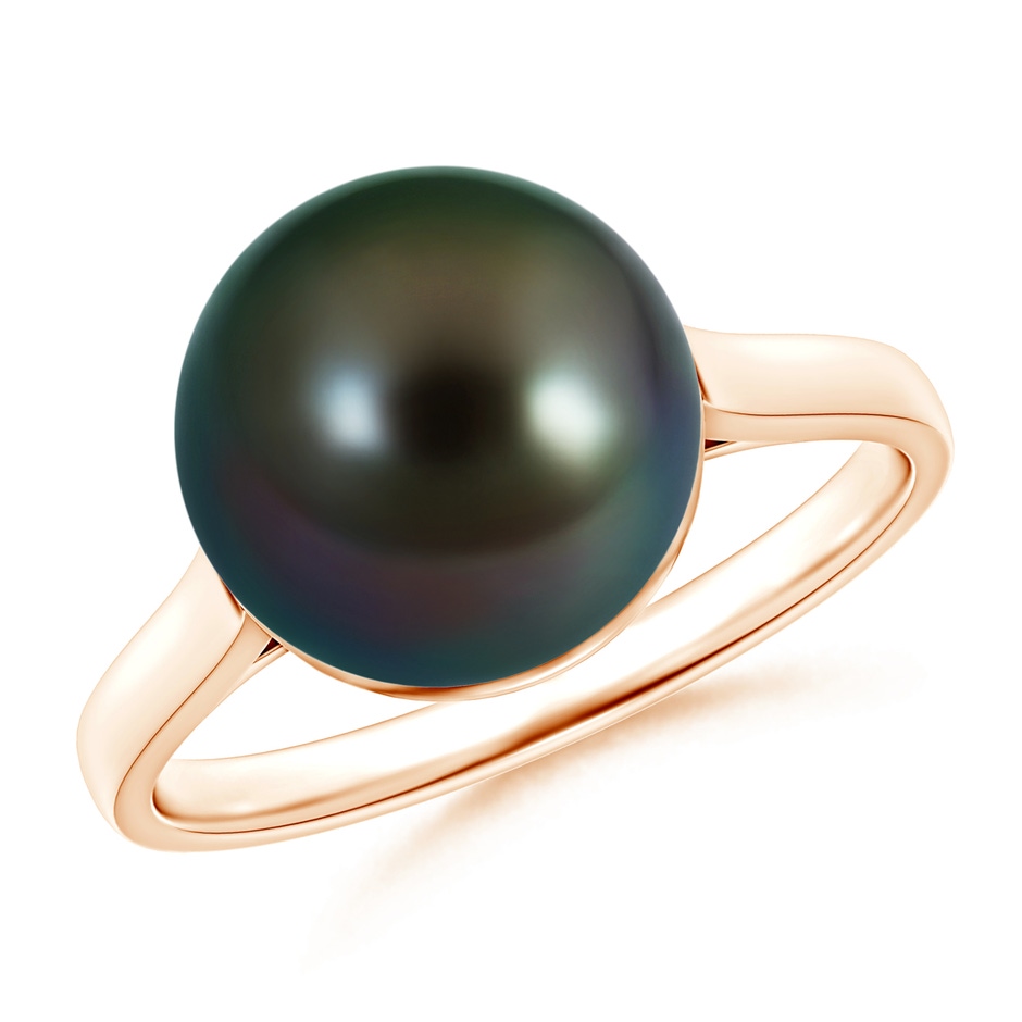10mm AAAA Classic Tahitian Pearl Ring in Rose Gold 