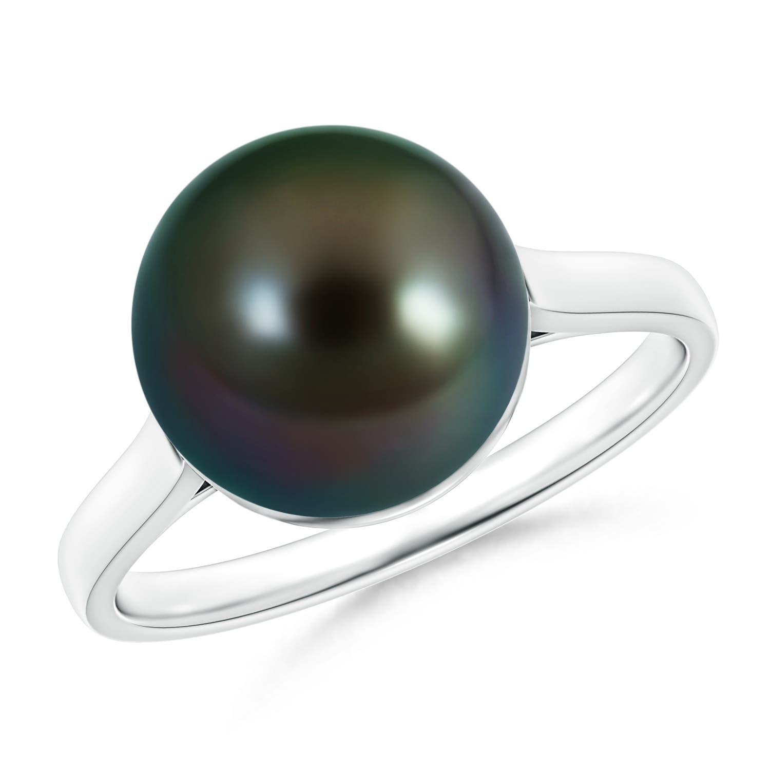 10mm AAAA Classic Tahitian Pearl Ring in White Gold