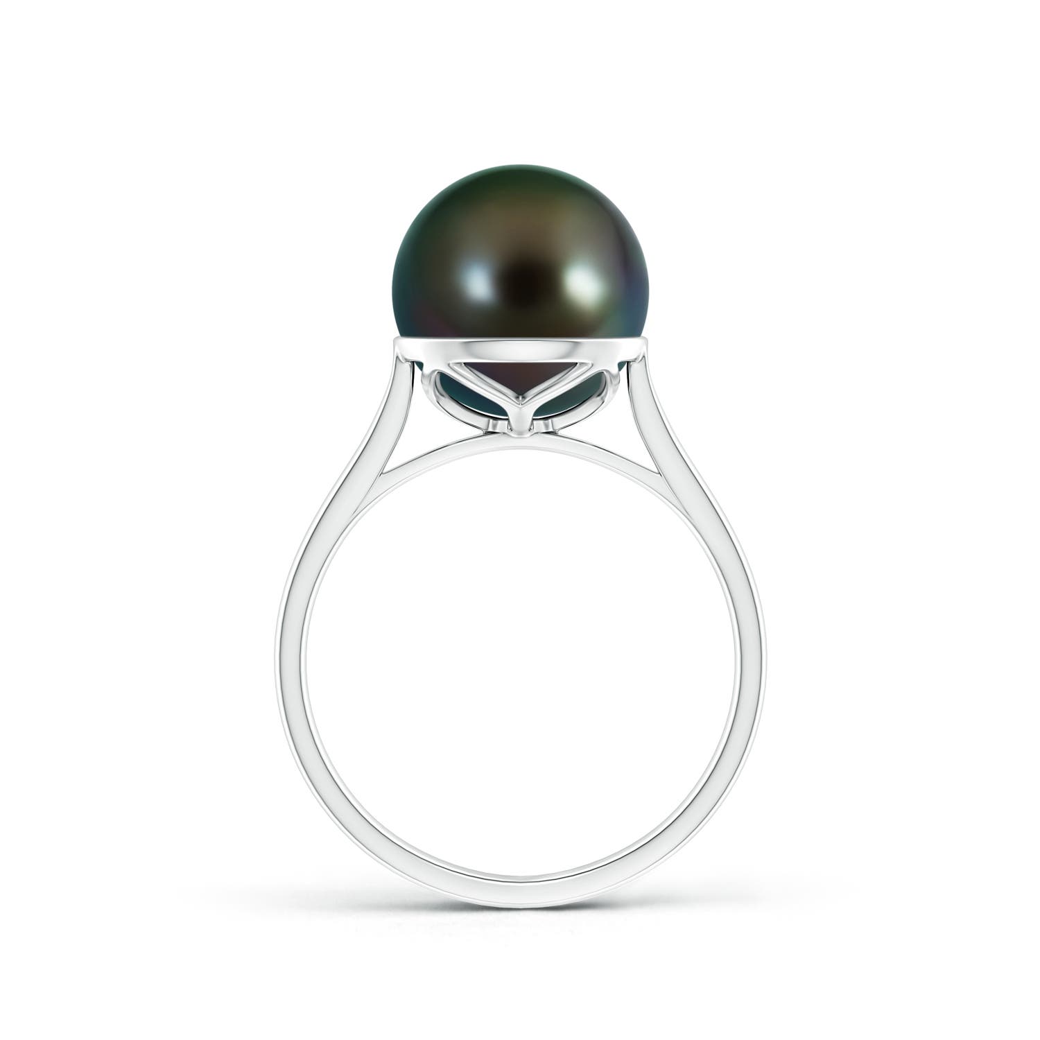 10mm AAAA Classic Tahitian Pearl Ring in White Gold - side 1