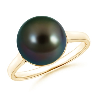 10mm AAAA Classic Tahitian Pearl Ring in Yellow Gold