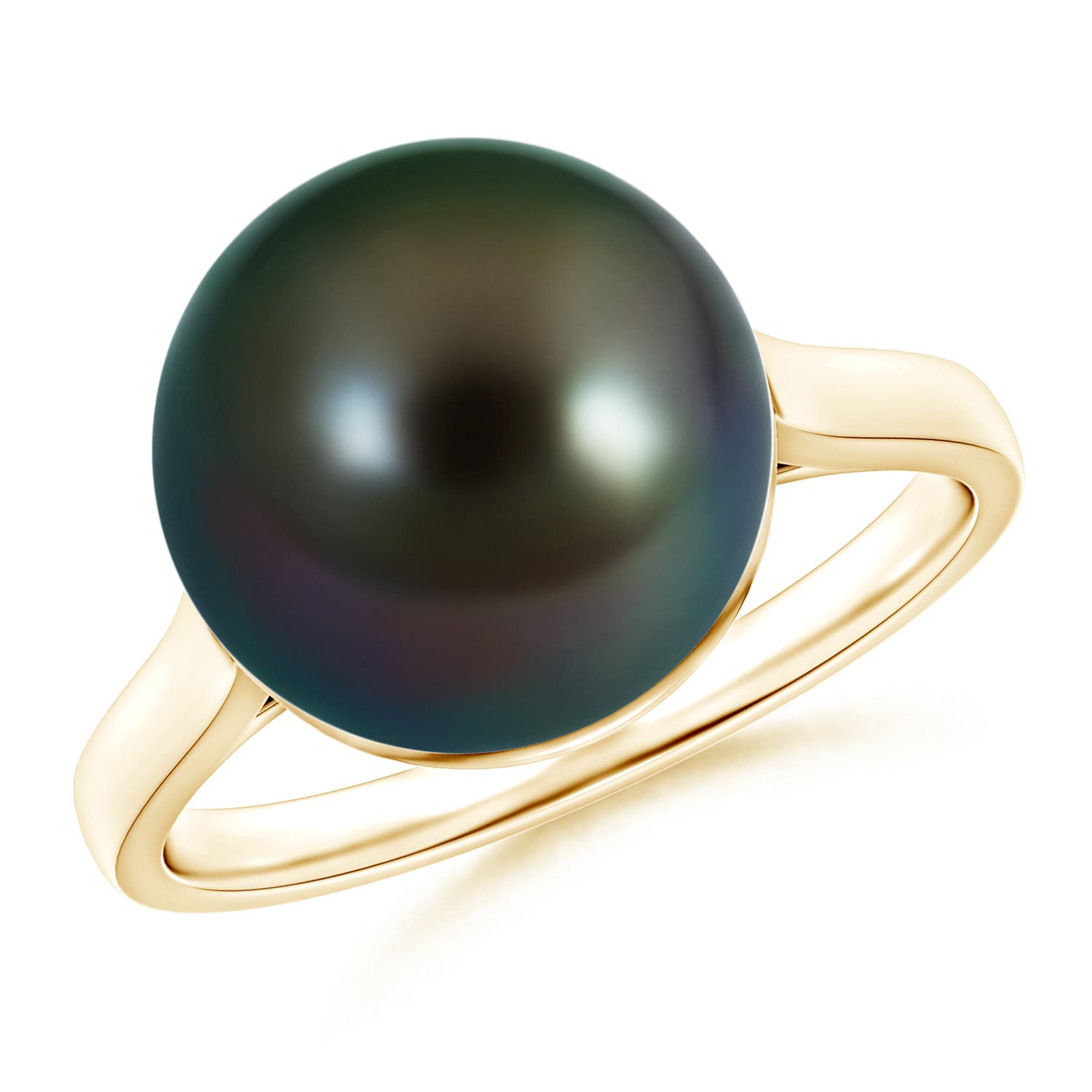 11mm AAAA Classic Tahitian Pearl Ring in Yellow Gold