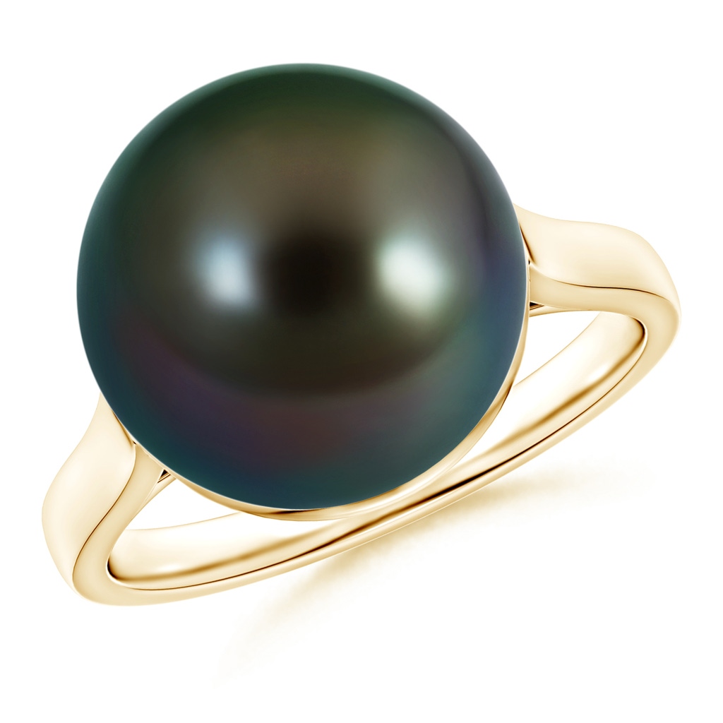 12mm AAAA Classic Tahitian Pearl Ring in Yellow Gold